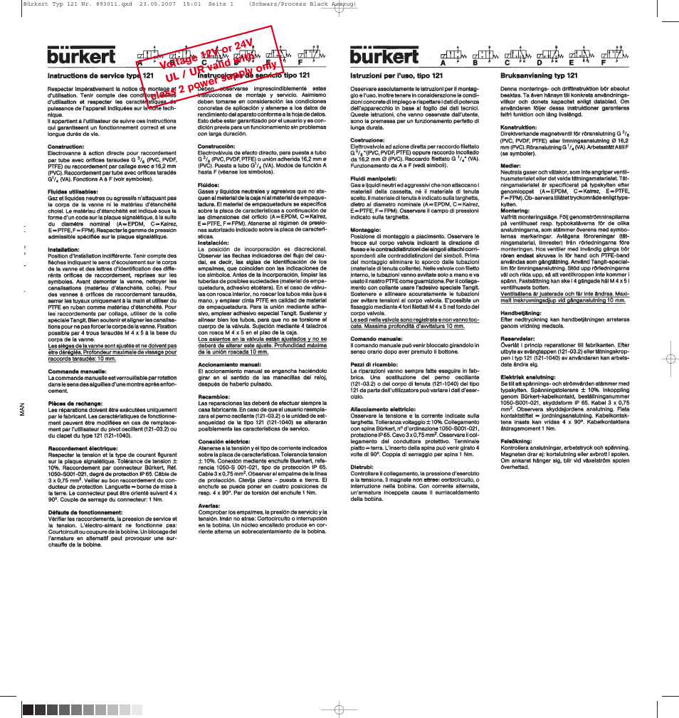 Burkert Type 0121 User Manual | 4 pages