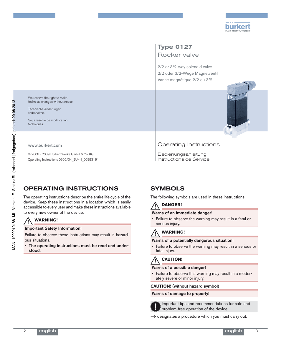 Burkert Type 0127 User Manual | 18 pages