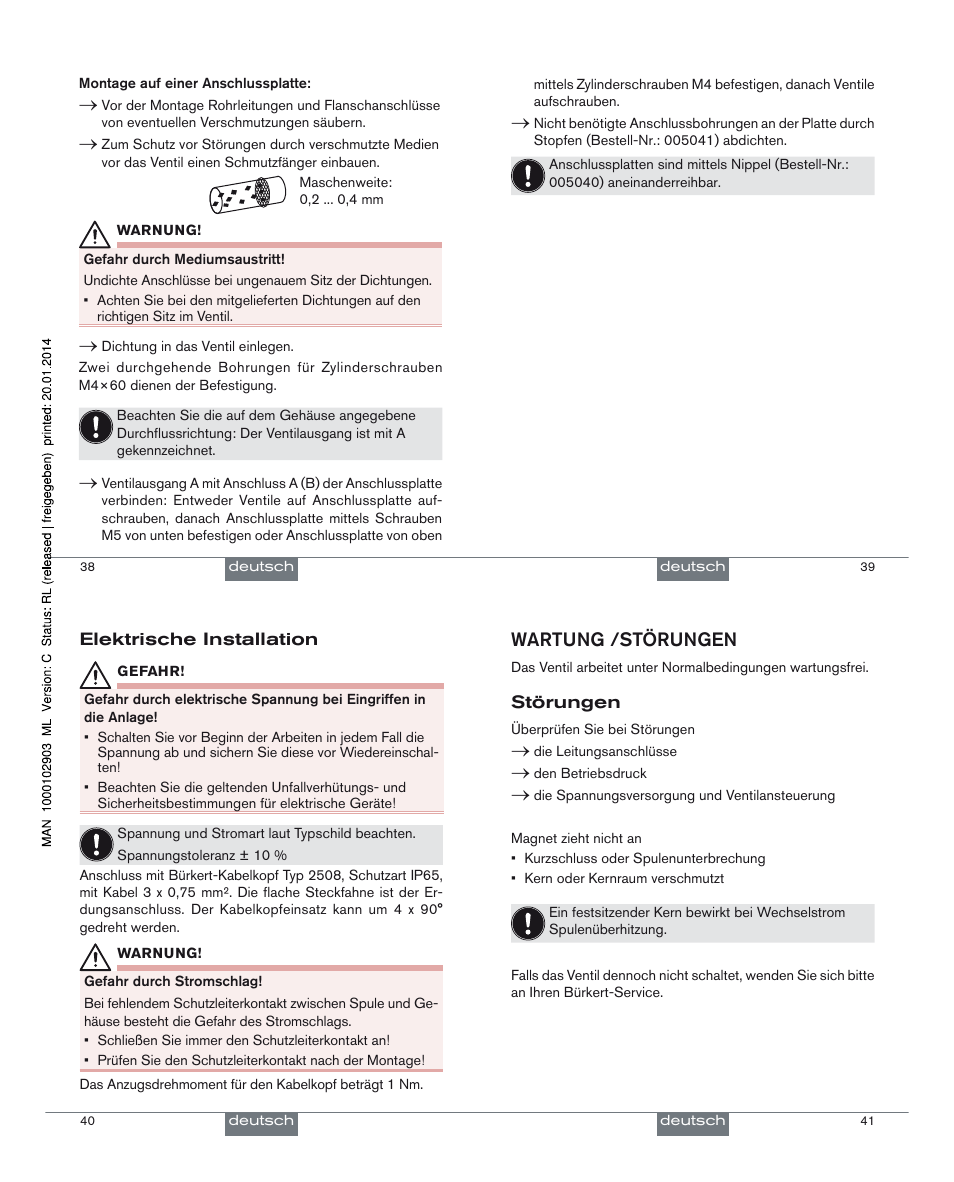 Wartung /störungen | Burkert Type 0212-B User Manual | Page 11 / 18