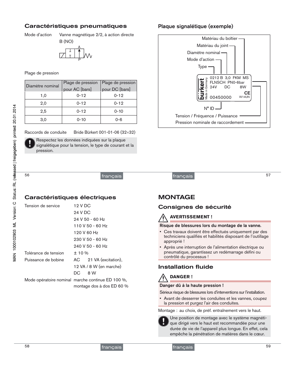 Montage | Burkert Type 0212-B User Manual | Page 16 / 18
