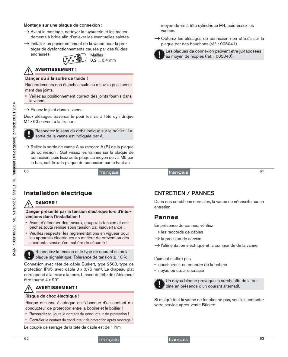 Entretien / pannes | Burkert Type 0212-B User Manual | Page 17 / 18