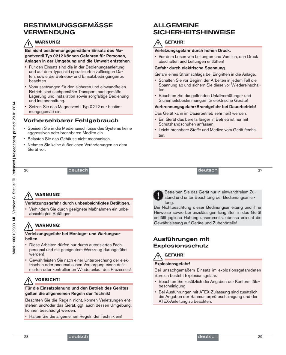 Bestimmungsgemässe verwendung, Allgemeine sicherheitshinweise | Burkert Type 0212-B User Manual | Page 8 / 18