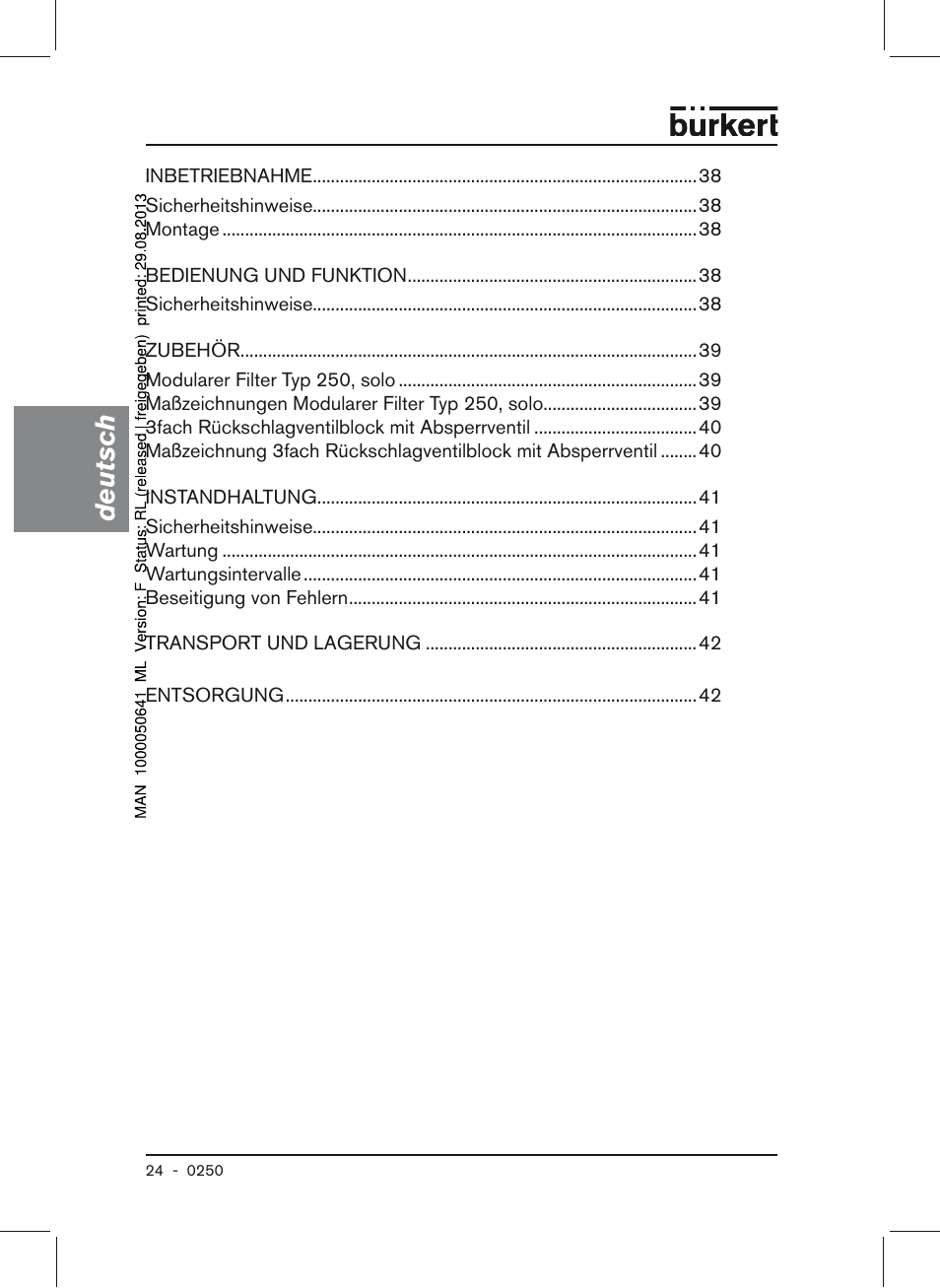 Deutsch | Burkert Type 0250 User Manual | Page 24 / 64