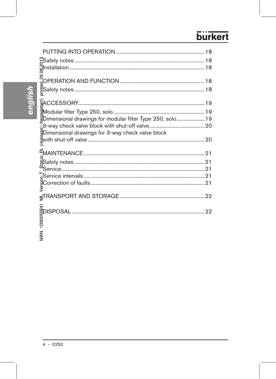 English | Burkert Type 0250 User Manual | Page 4 / 64
