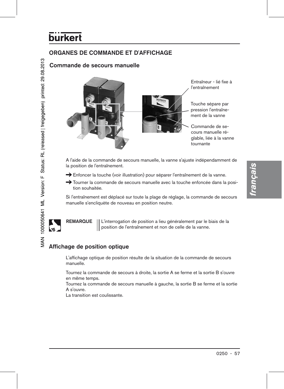 Français | Burkert Type 0250 User Manual | Page 57 / 64