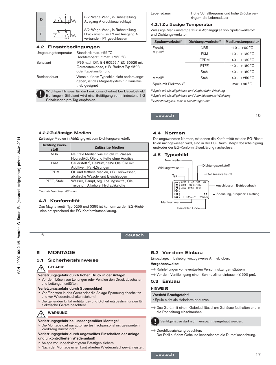 5montage | Burkert Type 0355 User Manual | Page 8 / 15