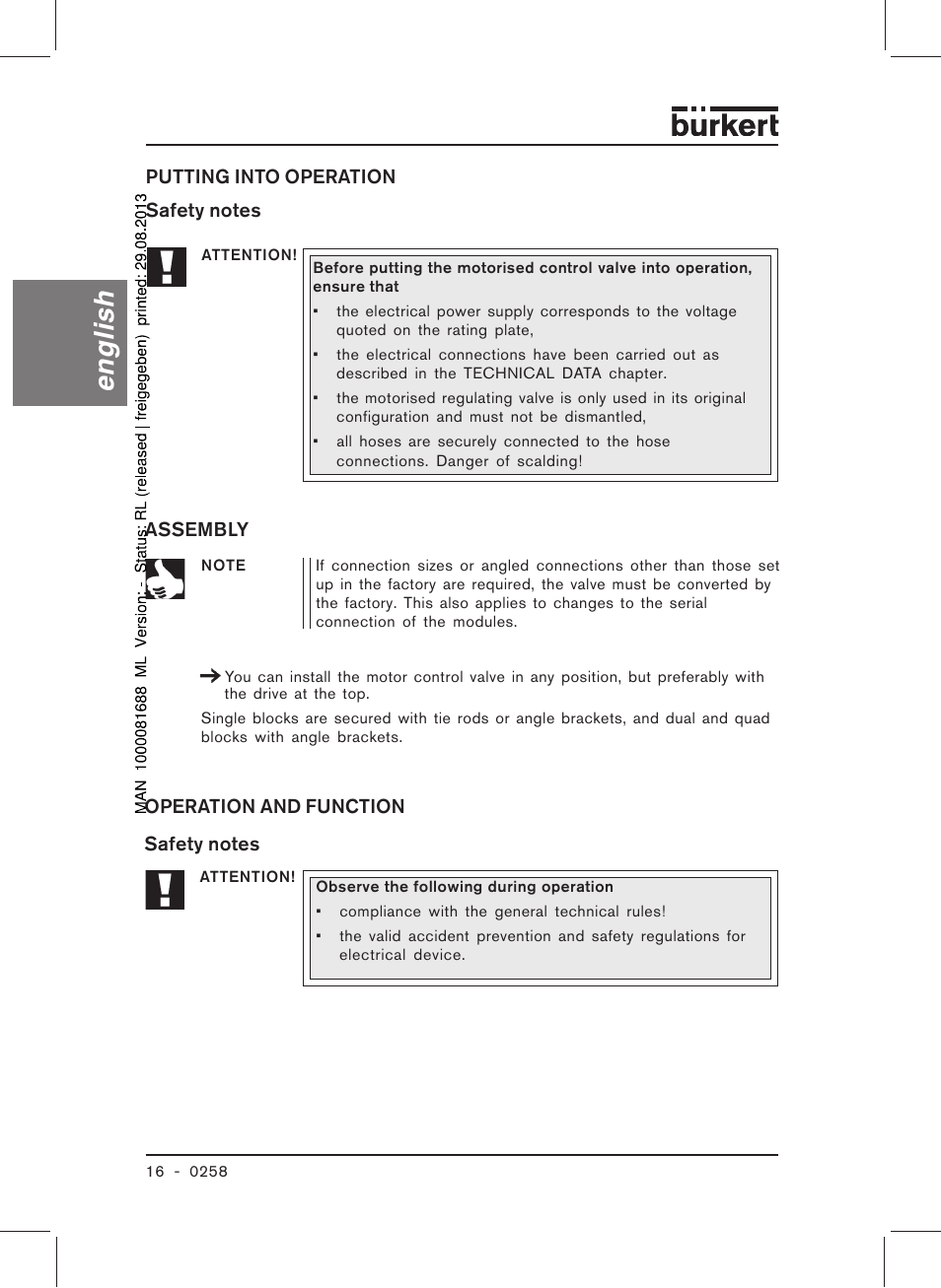 English | Burkert Type 0258 User Manual | Page 18 / 72