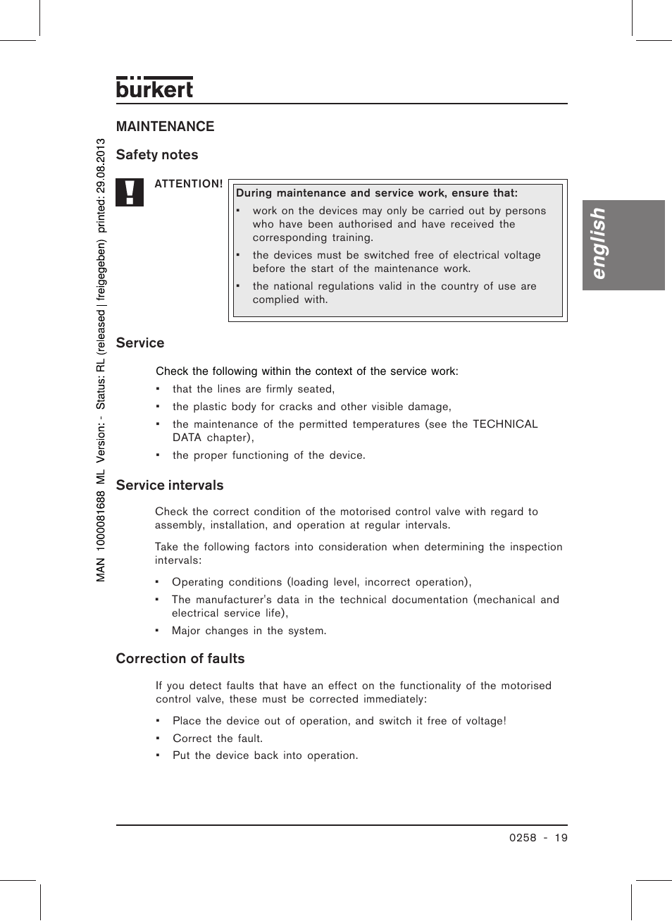 English | Burkert Type 0258 User Manual | Page 21 / 72