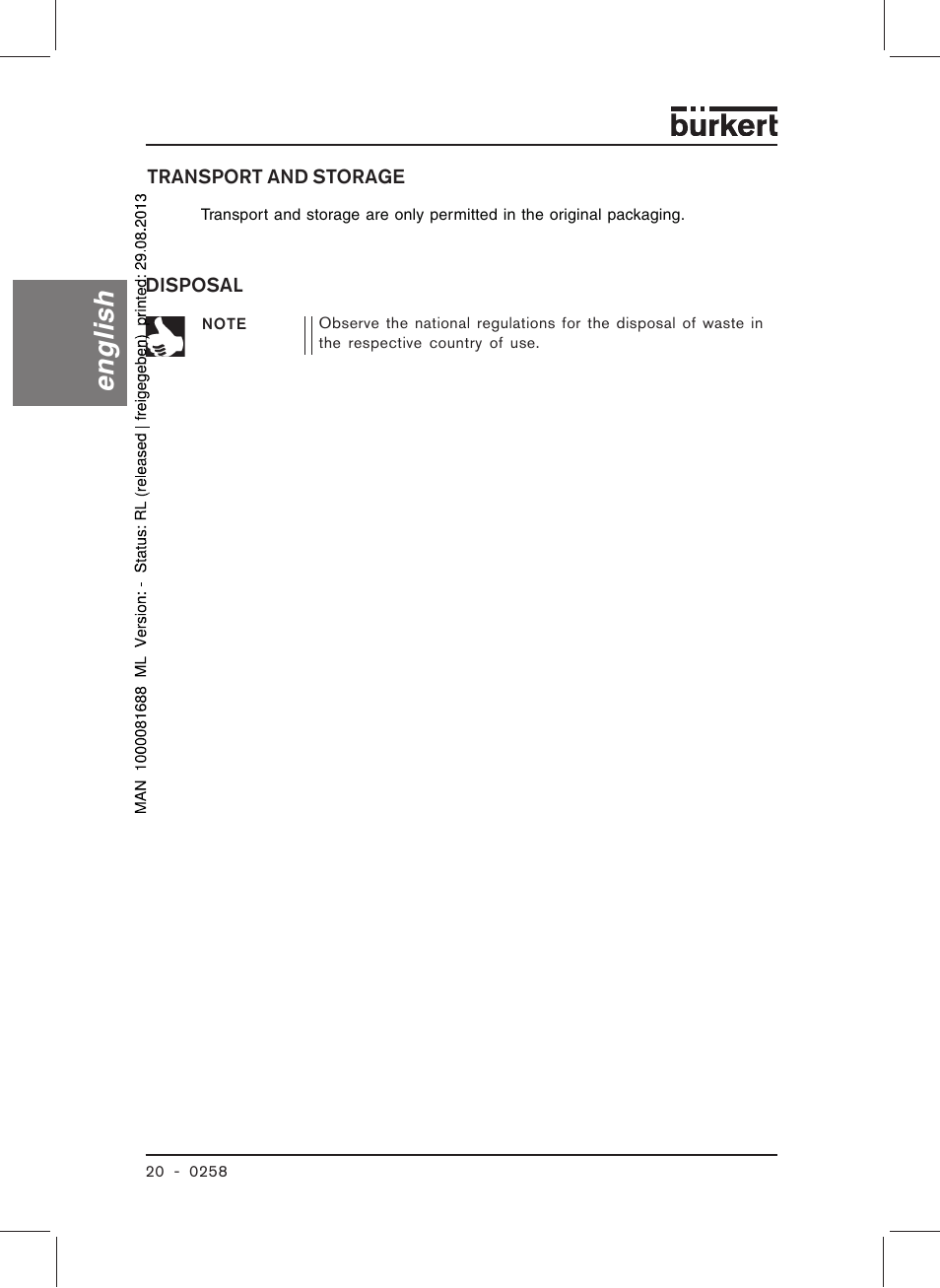 English | Burkert Type 0258 User Manual | Page 22 / 72