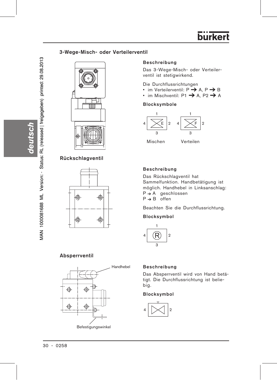 Deutsch | Burkert Type 0258 User Manual | Page 32 / 72