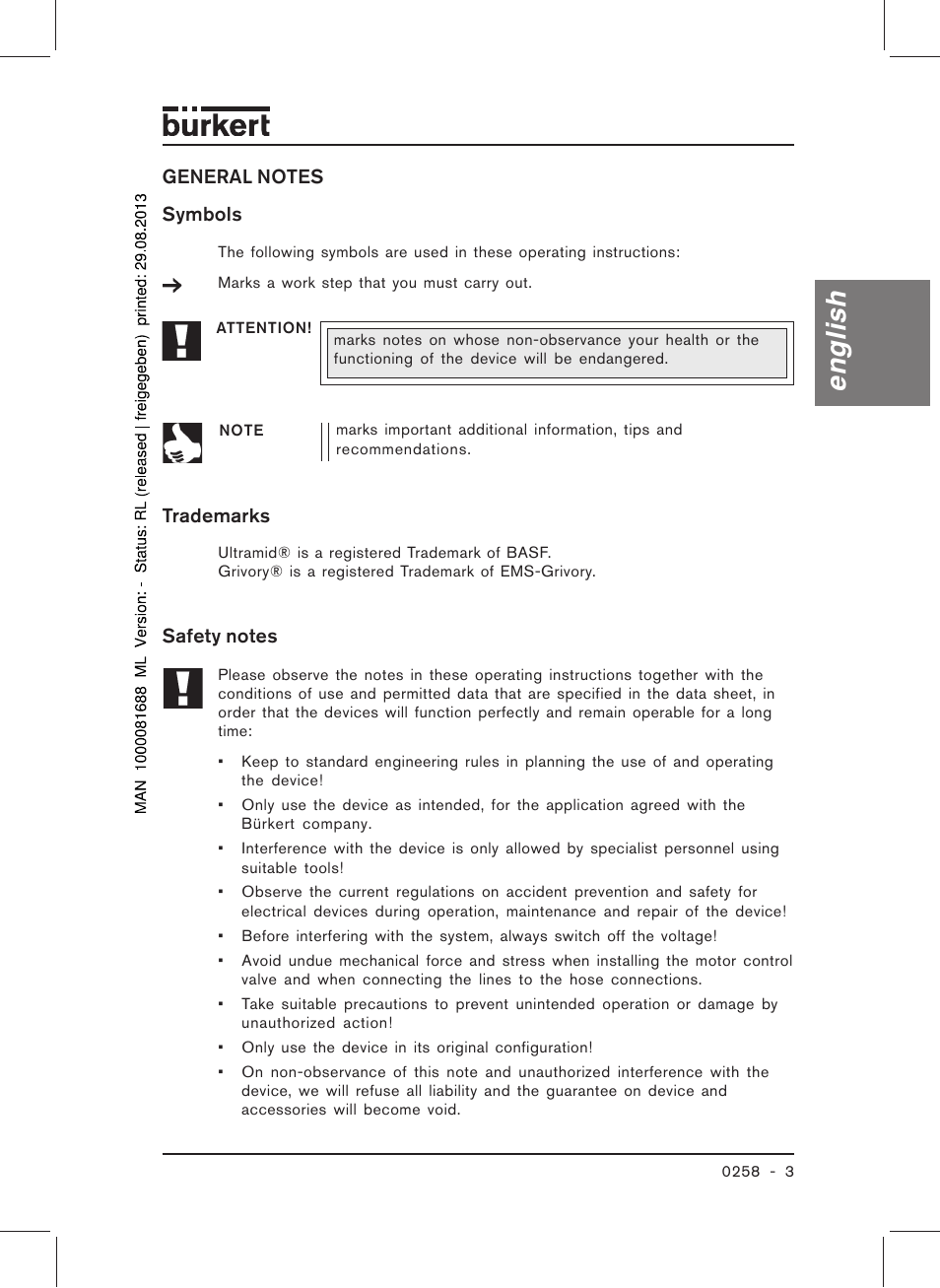 English | Burkert Type 0258 User Manual | Page 5 / 72