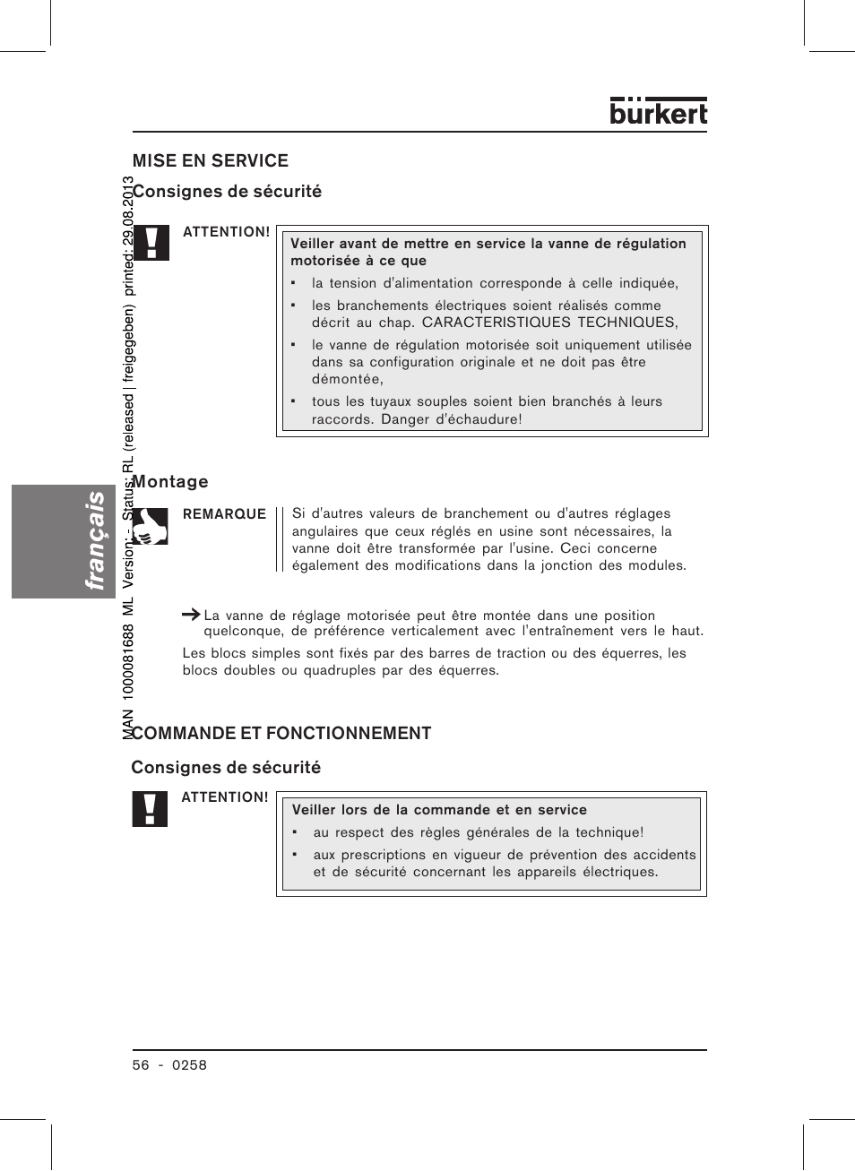 Français | Burkert Type 0258 User Manual | Page 58 / 72