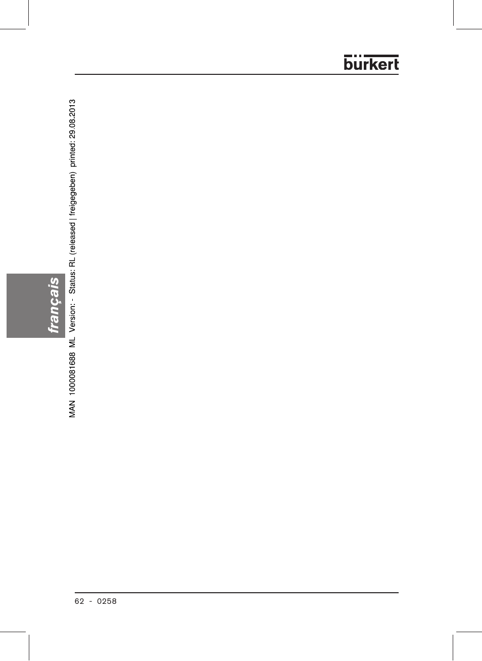 Français | Burkert Type 0258 User Manual | Page 64 / 72