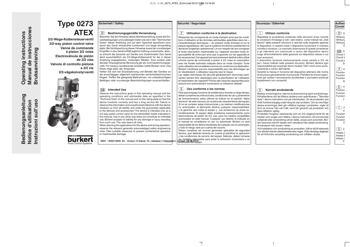 Burkert Type 0273 User Manual | 6 pages