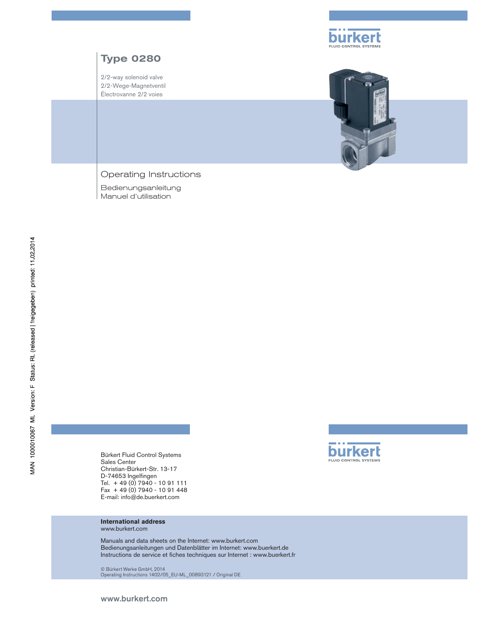 Burkert Type 0280 User Manual | 12 pages