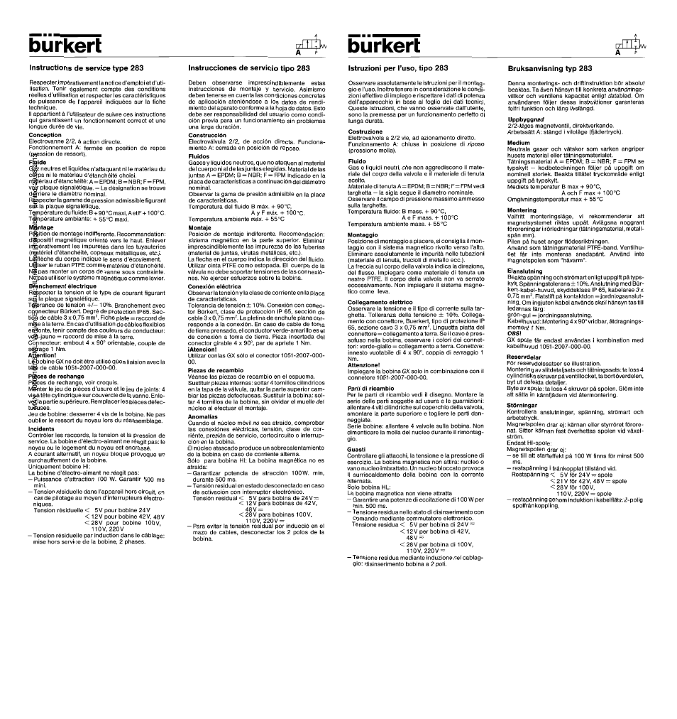 Burkert Type 0283 User Manual | 2 pages