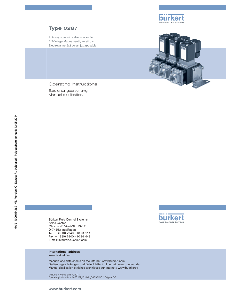 Burkert Type 0287 User Manual | 15 pages