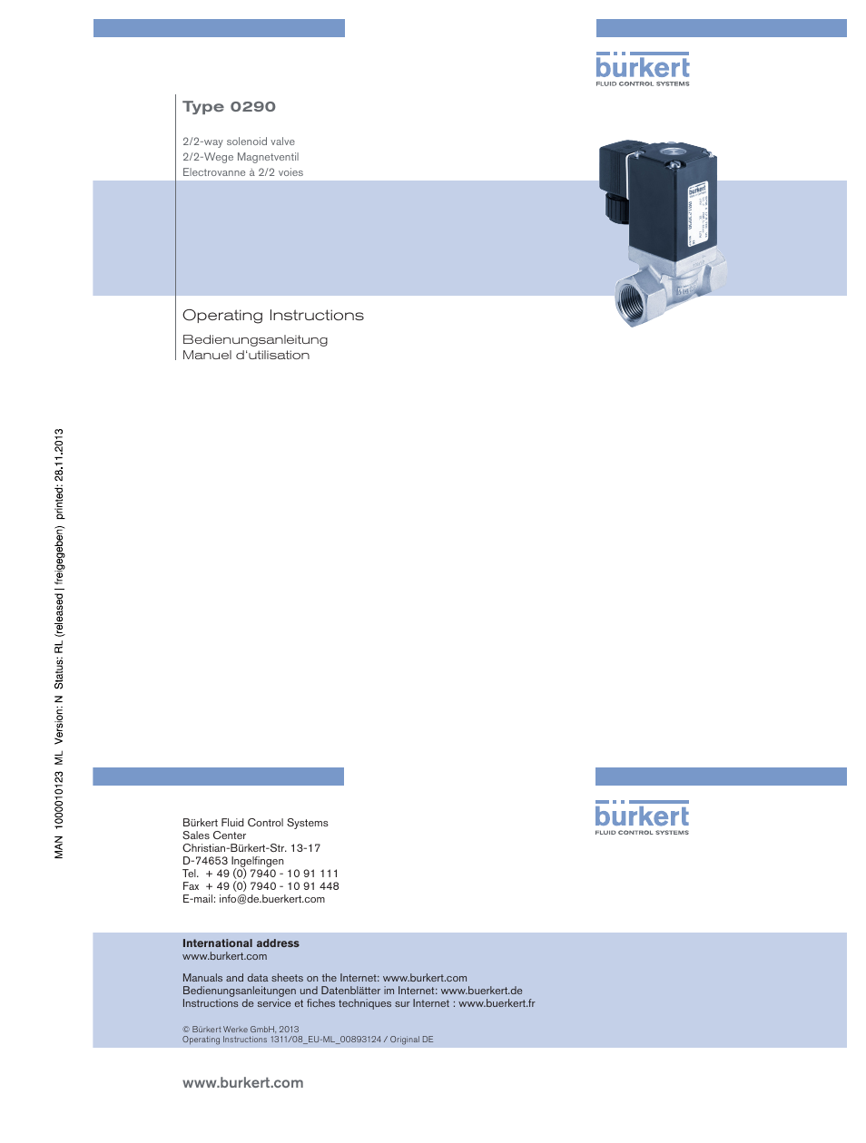 Burkert Type 0290 User Manual | 14 pages