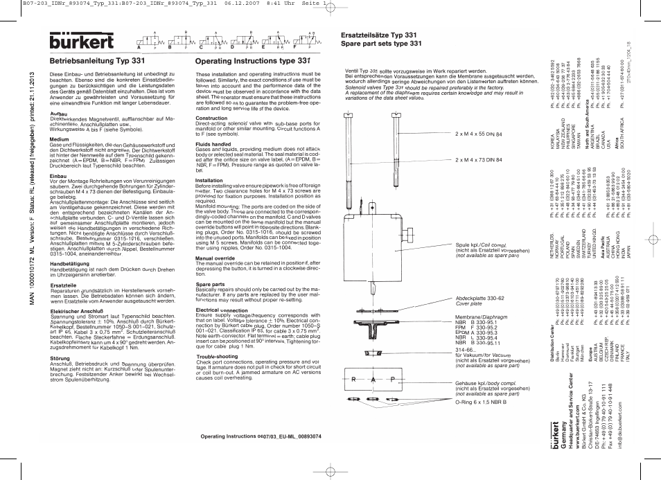 Burkert Type 0331 User Manual | 4 pages