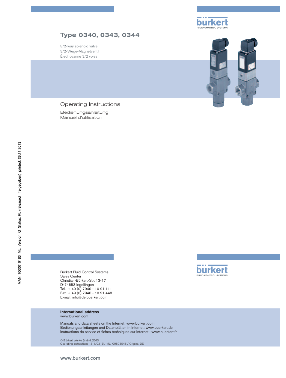 Français | Burkert Type 0344 User Manual | Page 11 / 15