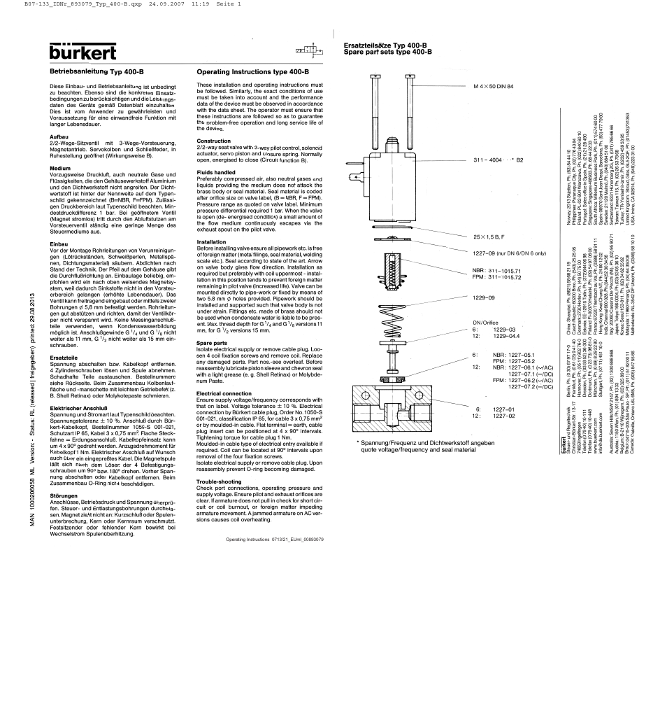 Burkert Type 0400 User Manual | 4 pages