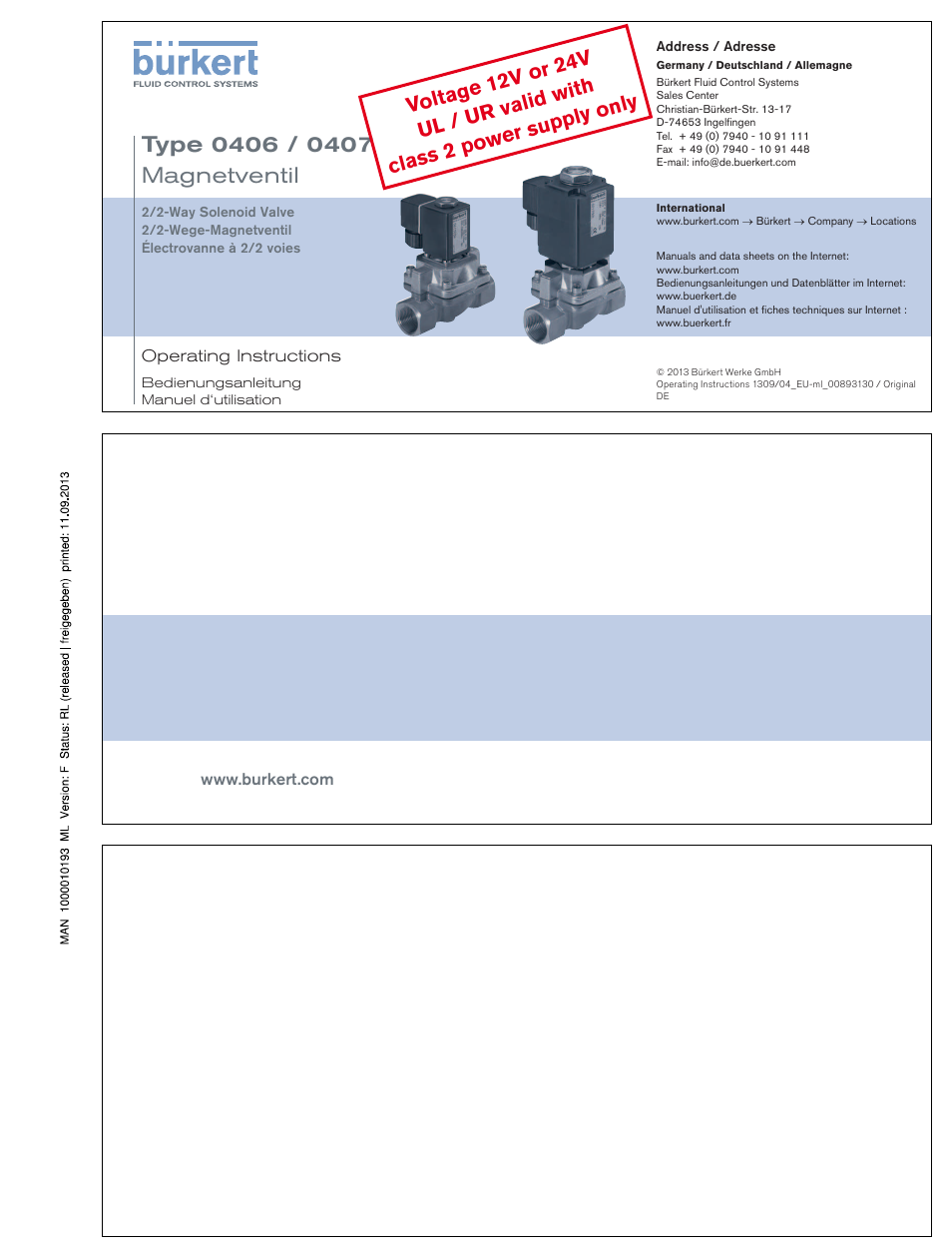 Français | Burkert Type 0407 User Manual | Page 11 / 15