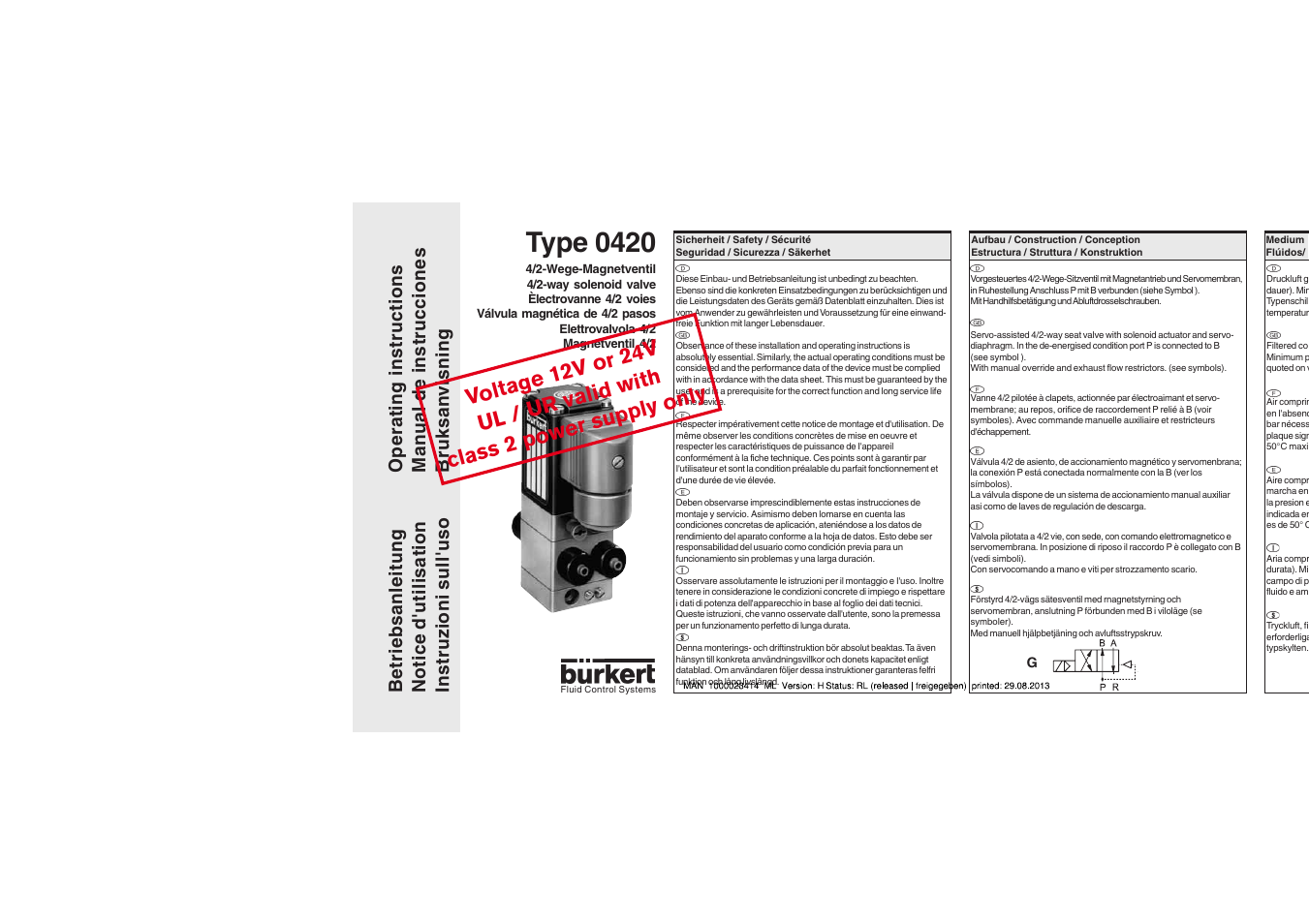 Burkert Type 0420 User Manual | 6 pages