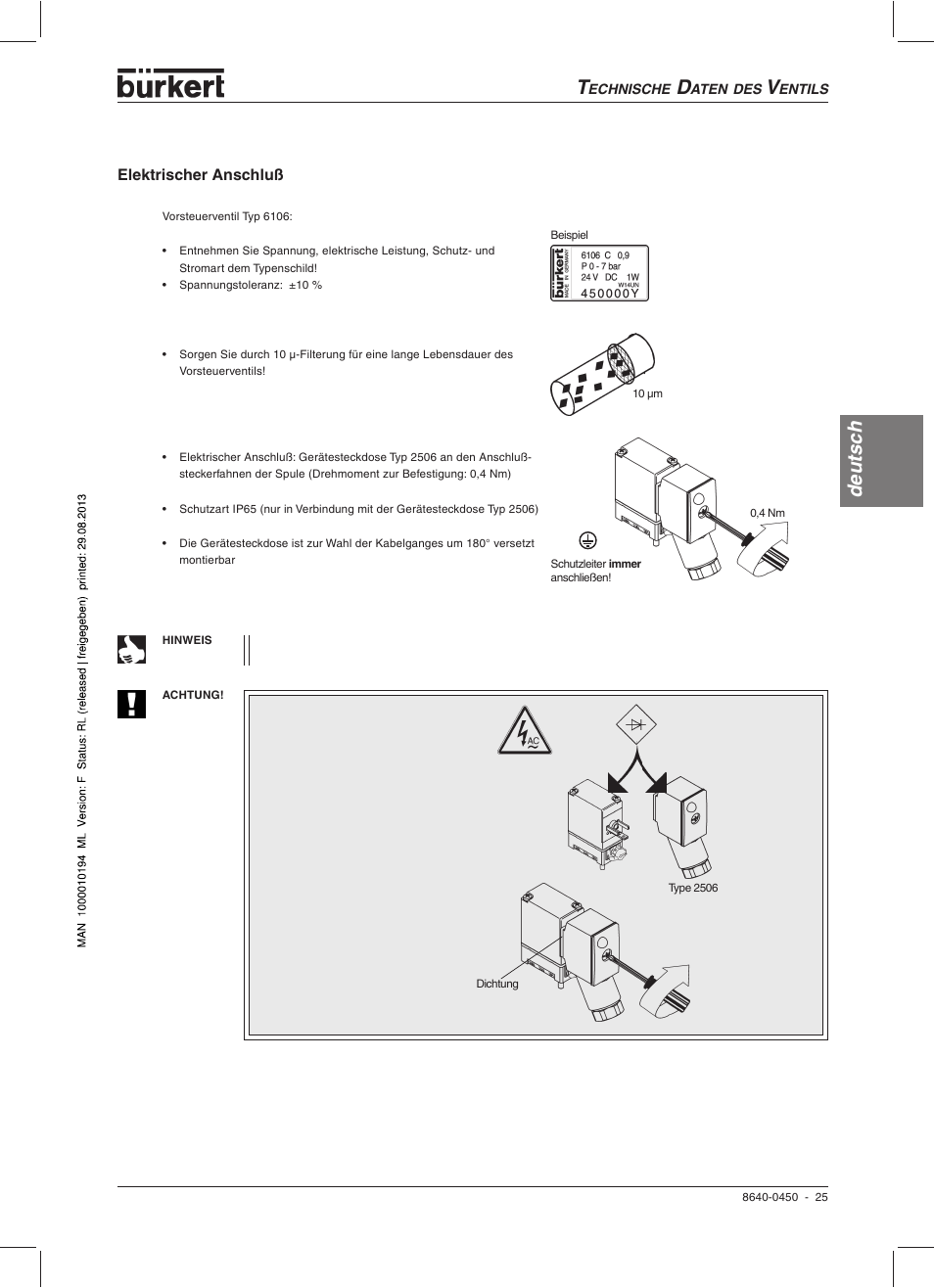 Deutsc h | Burkert Type 0450 User Manual | Page 27 / 52