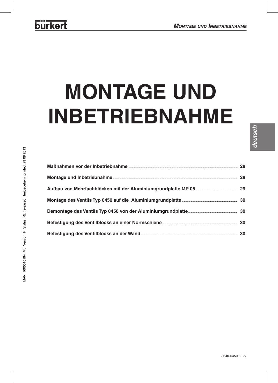 Montage und inbetriebnahme | Burkert Type 0450 User Manual | Page 29 / 52