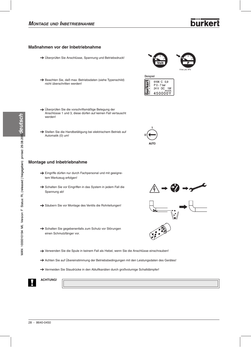 Deutsc h | Burkert Type 0450 User Manual | Page 30 / 52