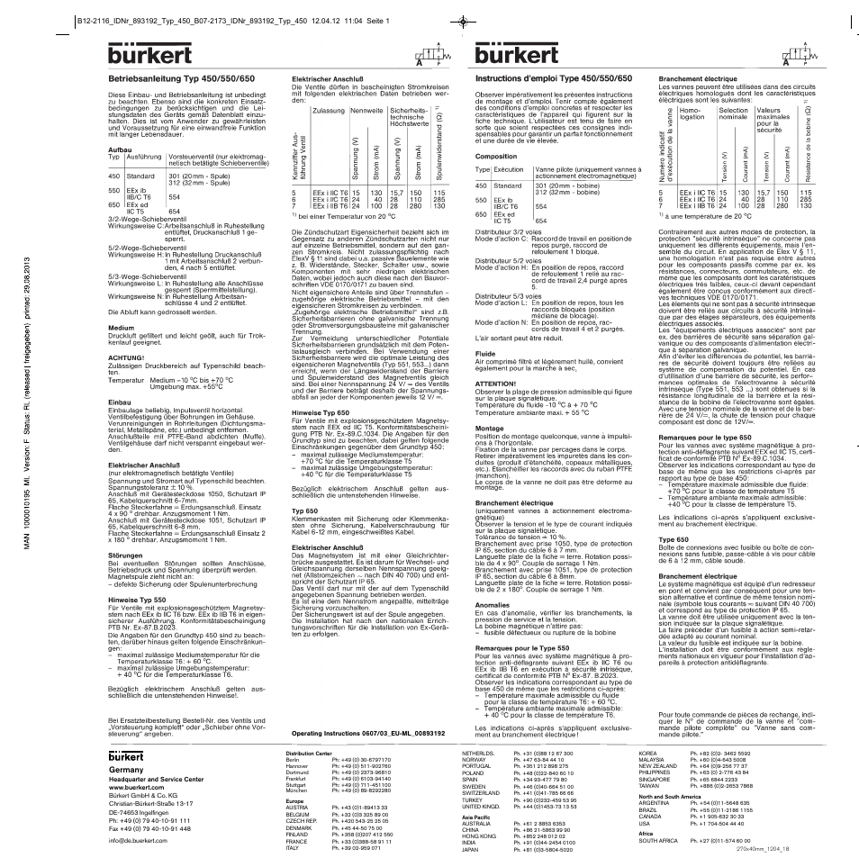 Burkert Type 0650 User Manual | 4 pages