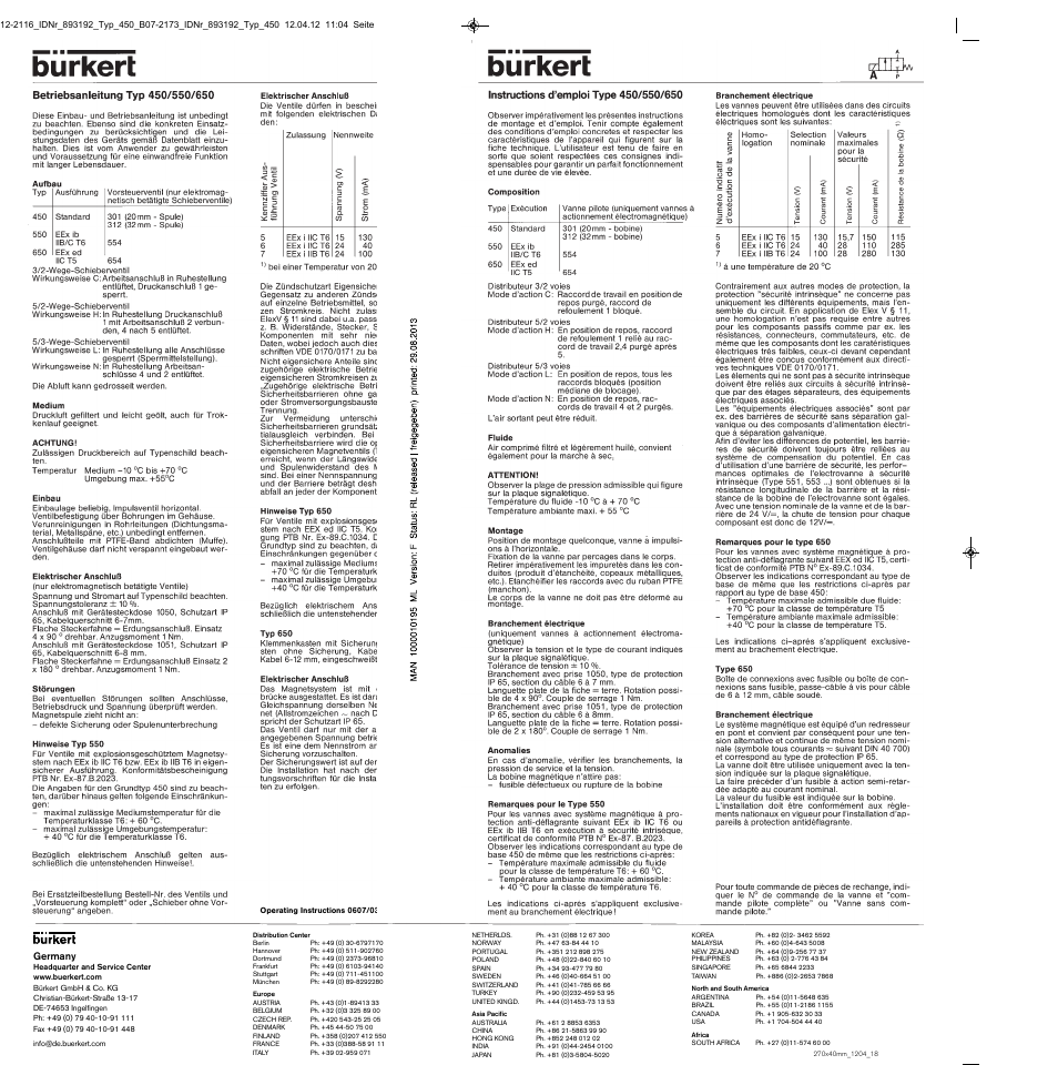 Francais | Burkert Type 0650 User Manual | Page 2 / 4