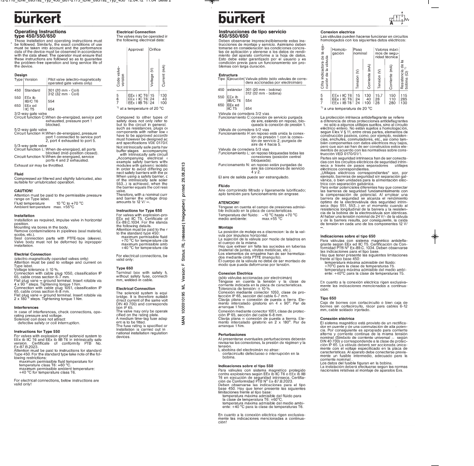 España | Burkert Type 0650 User Manual | Page 4 / 4