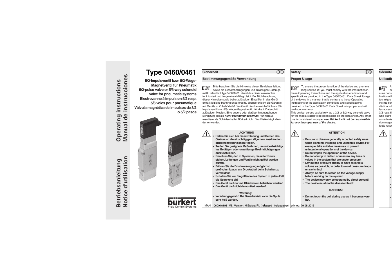 Burkert Type 0461 User Manual | 6 pages