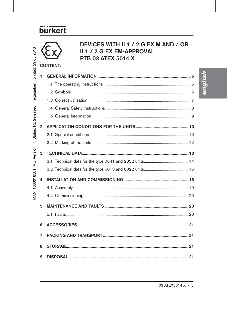 English | Burkert Type 6022 User Manual | Page 5 / 58