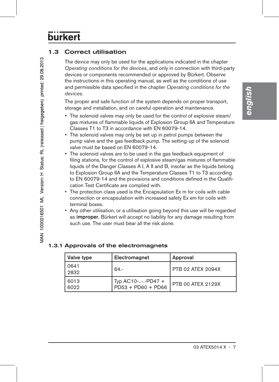 3 correct utilisation, English | Burkert Type 6022 User Manual | Page 7 / 58