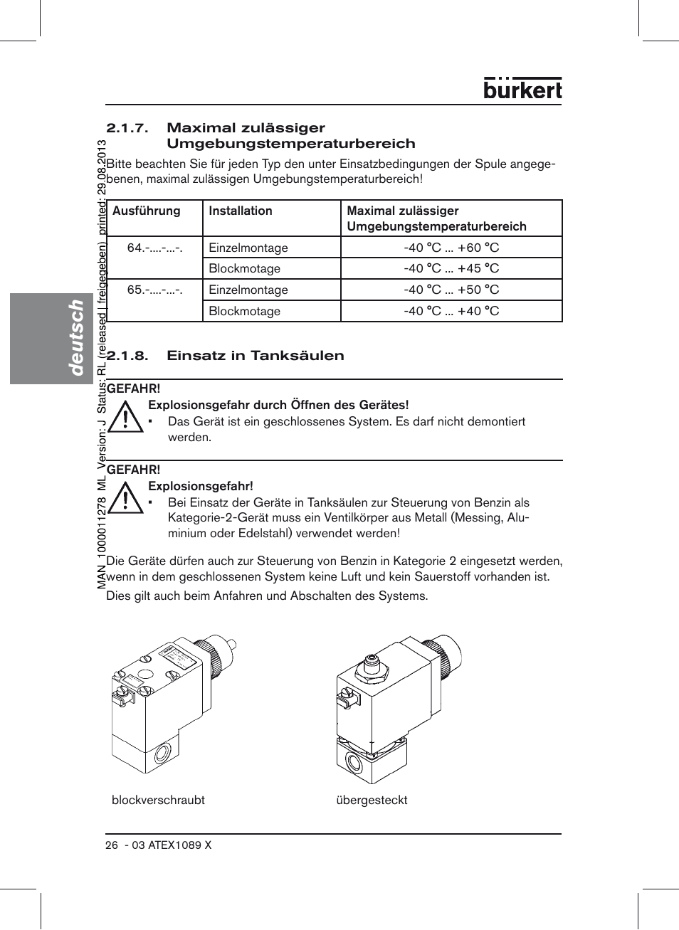 Deutsch | Burkert Type 0641 User Manual | Page 26 / 52