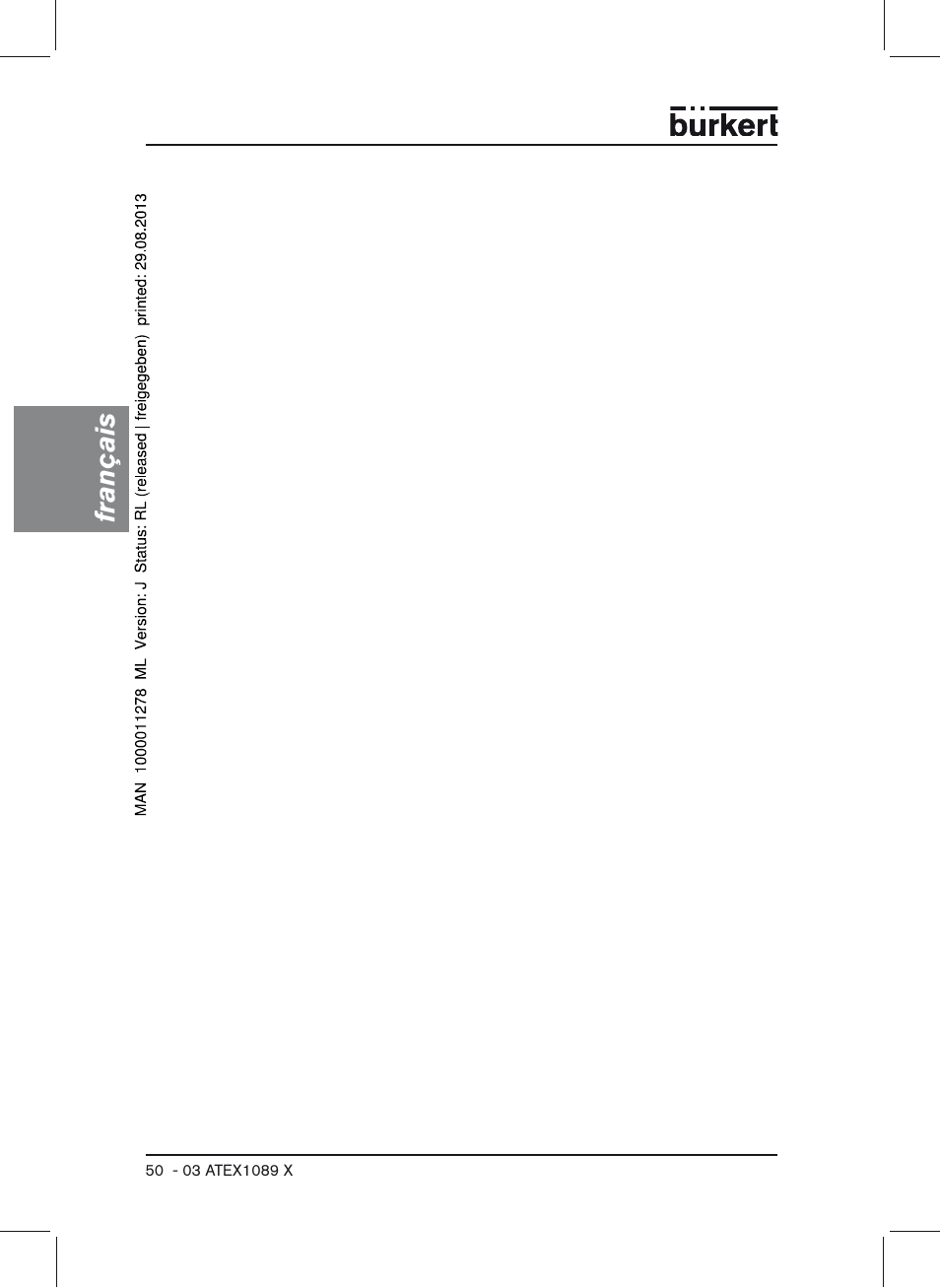 Français | Burkert Type 0641 User Manual | Page 50 / 52