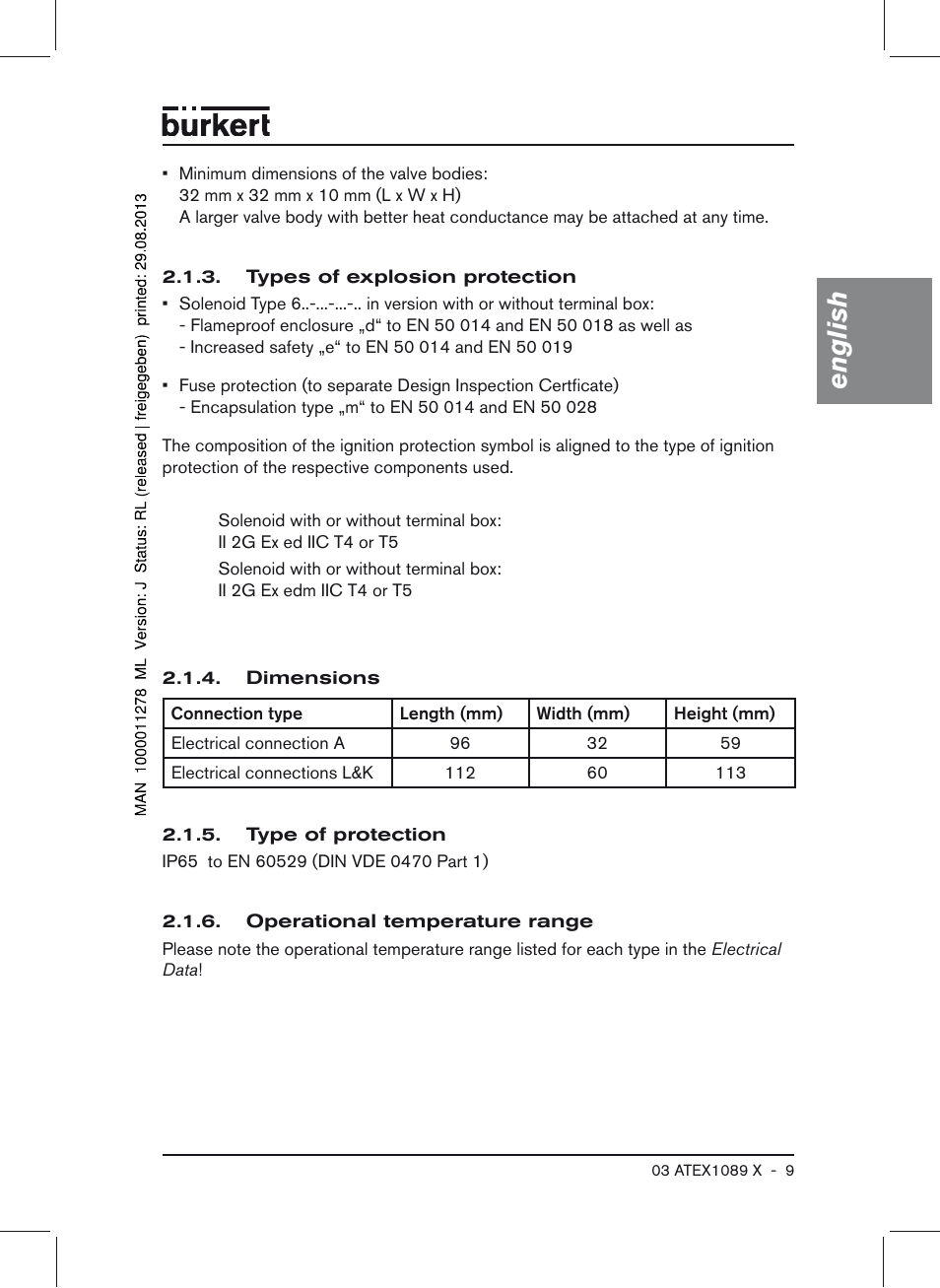 English | Burkert Type 0641 User Manual | Page 9 / 52