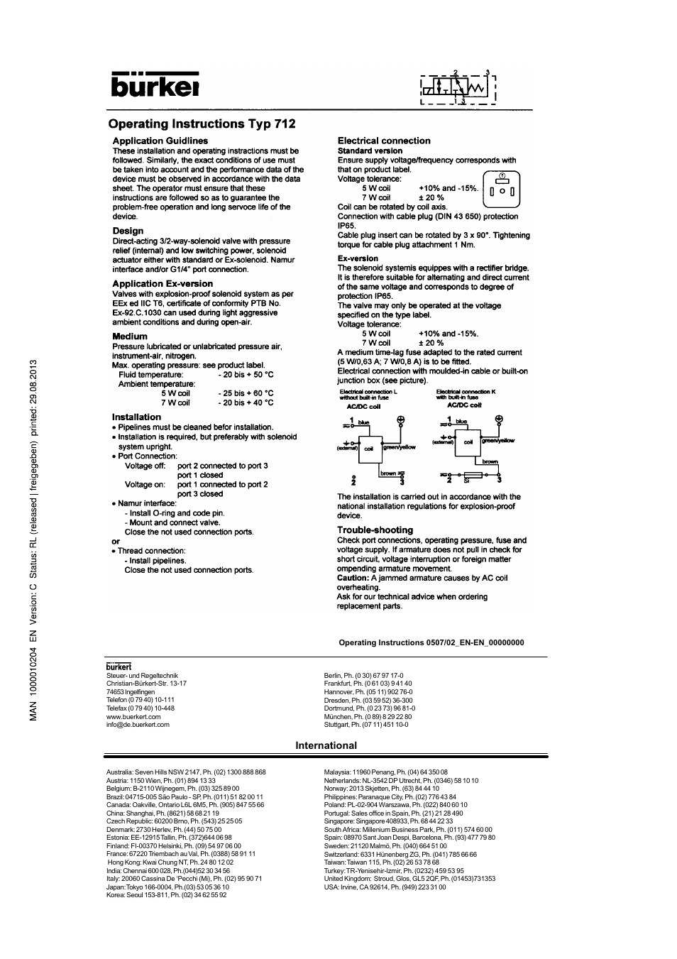 Burkert Type 0712 User Manual | 2 pages