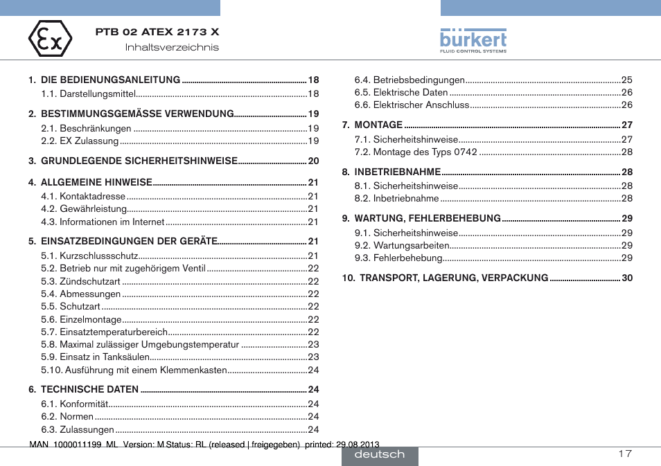 Deutsch | Burkert Type 0742 User Manual | Page 17 / 46