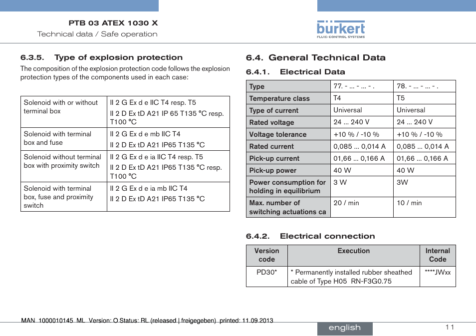 General technical data | Burkert Type 0789 User Manual | Page 11 / 46