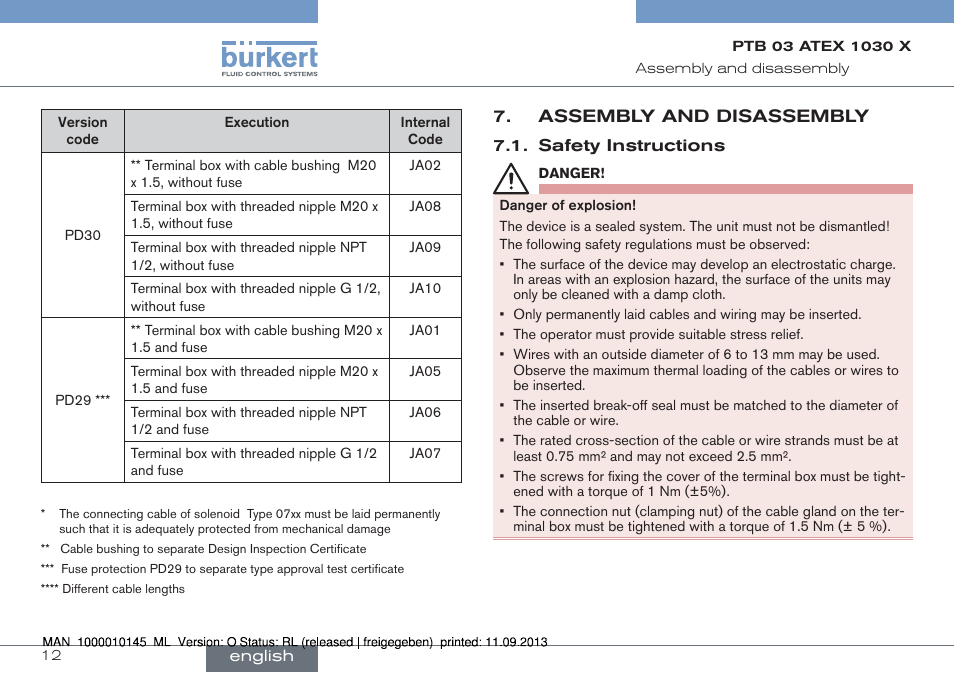 Assembly and disassembly, Safety instructions | Burkert Type 0789 User Manual | Page 12 / 46