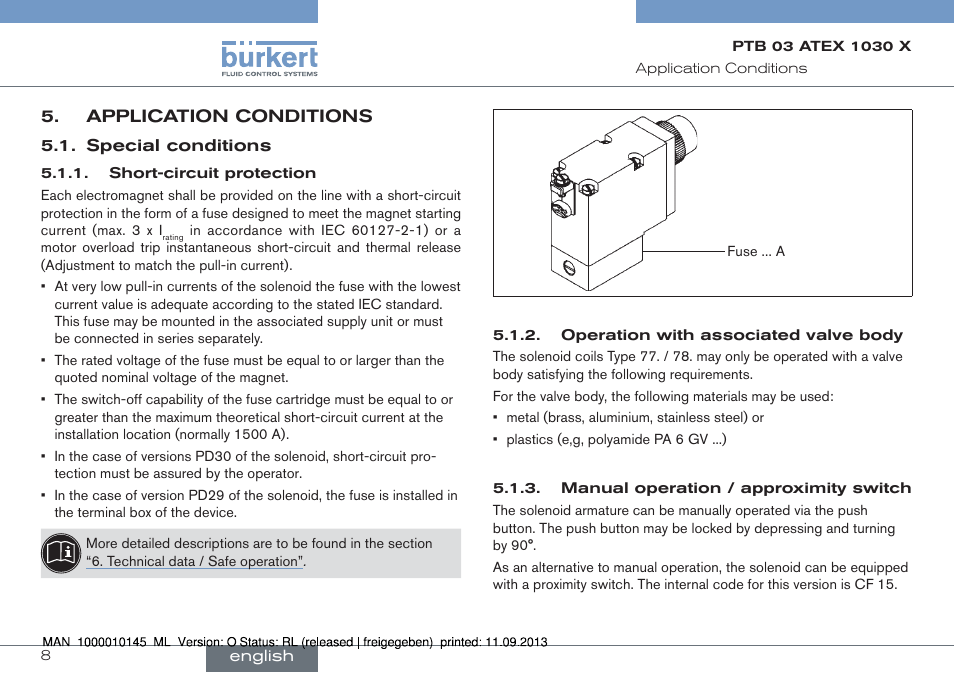 Application conditions, Special conditions | Burkert Type 0789 User Manual | Page 8 / 46