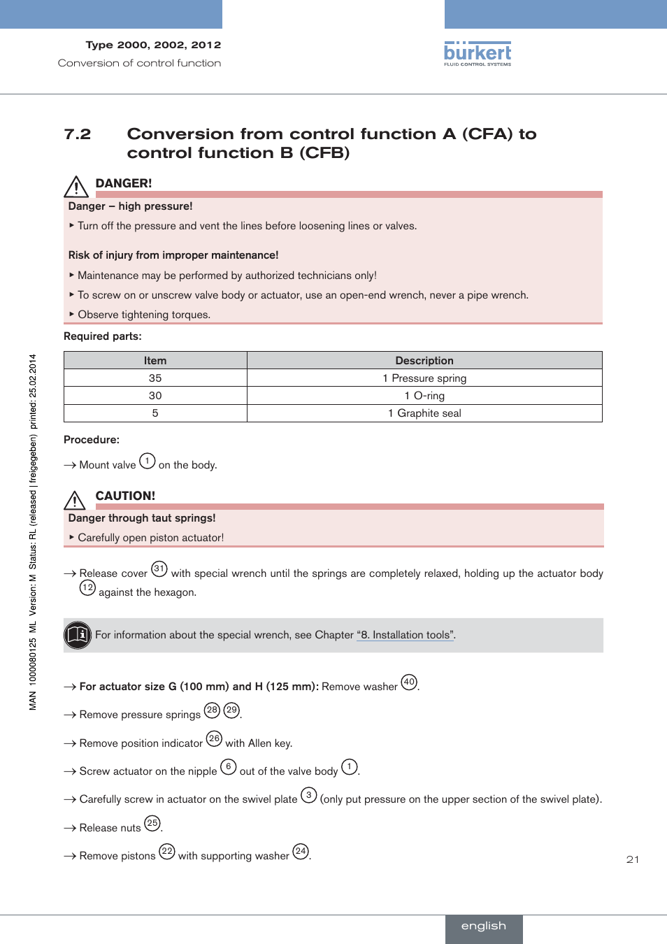 Burkert Type 2012 User Manual | Page 21 / 88