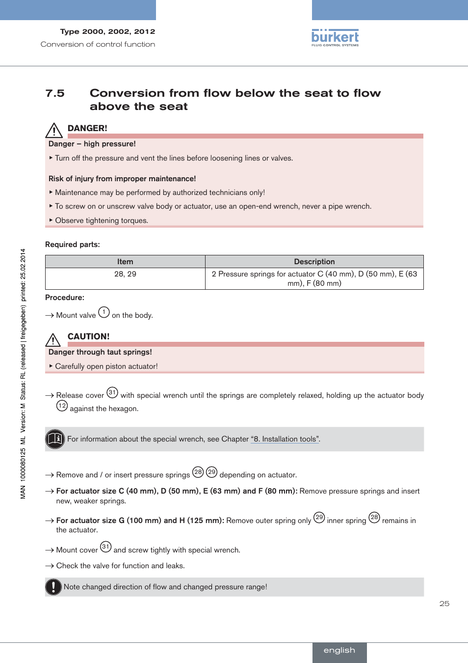 Burkert Type 2012 User Manual | Page 25 / 88