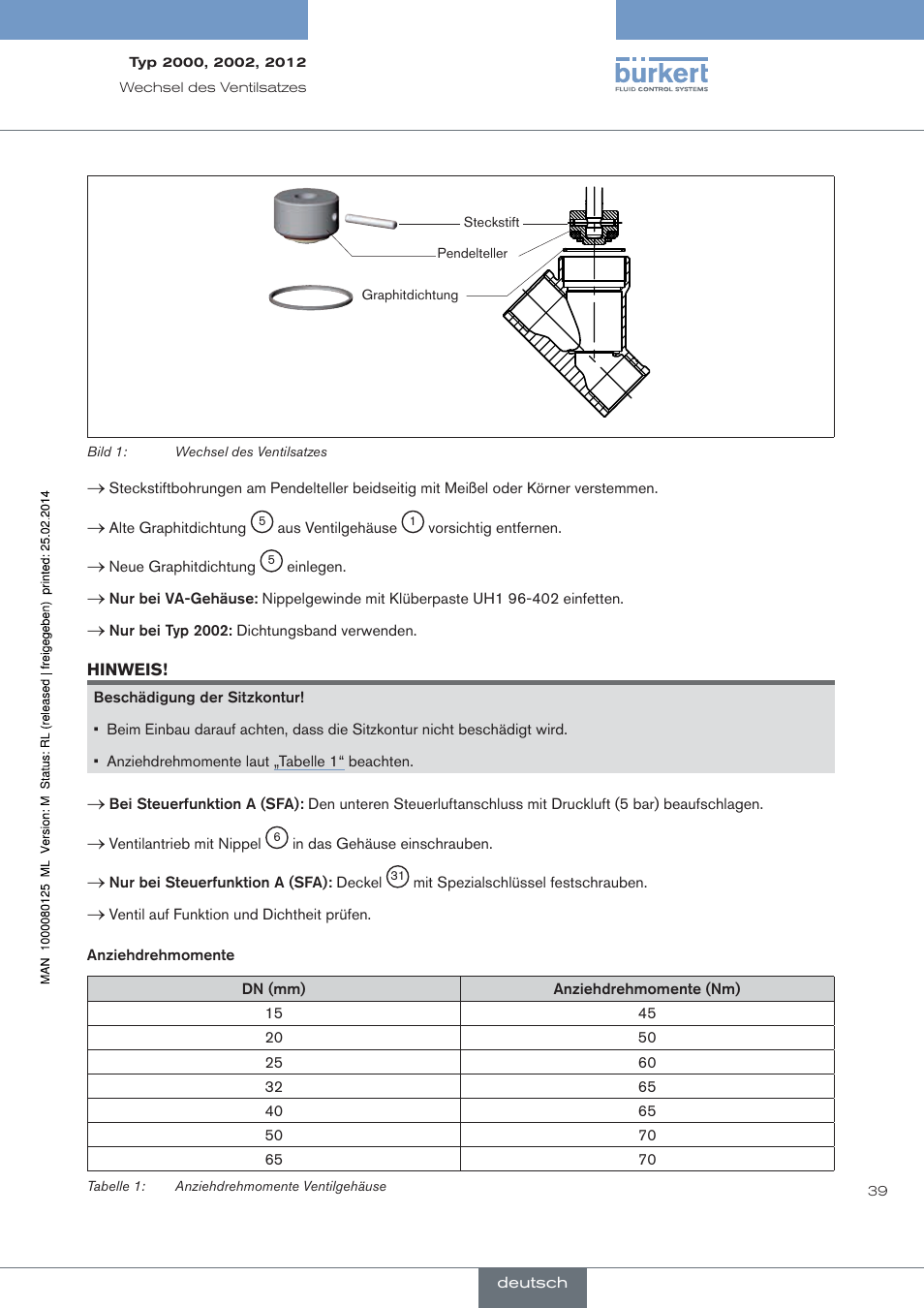 Burkert Type 2012 User Manual | Page 39 / 88