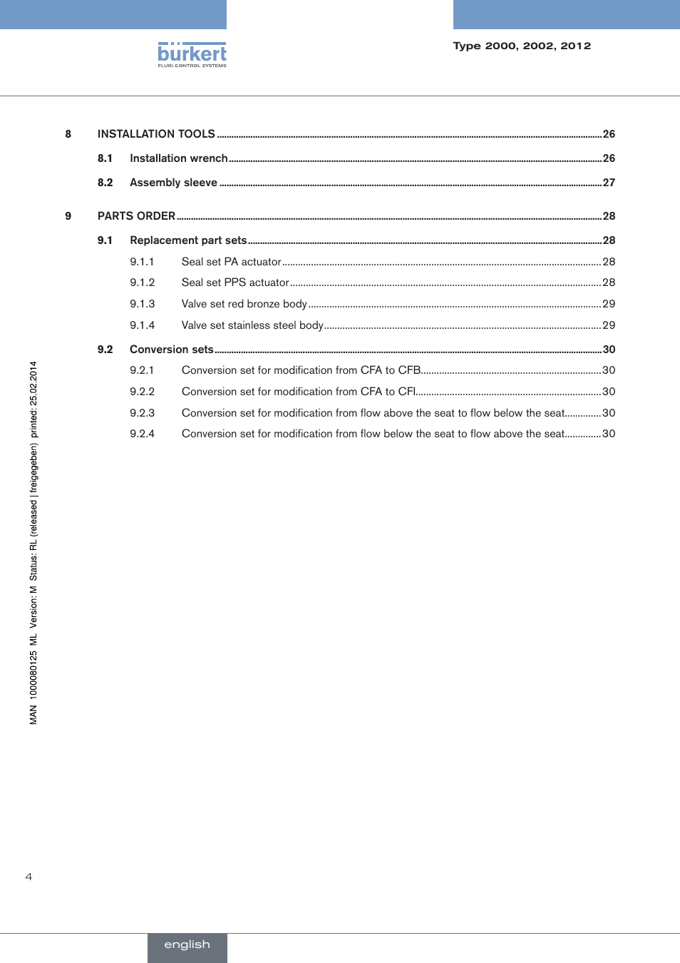 Burkert Type 2012 User Manual | Page 4 / 88