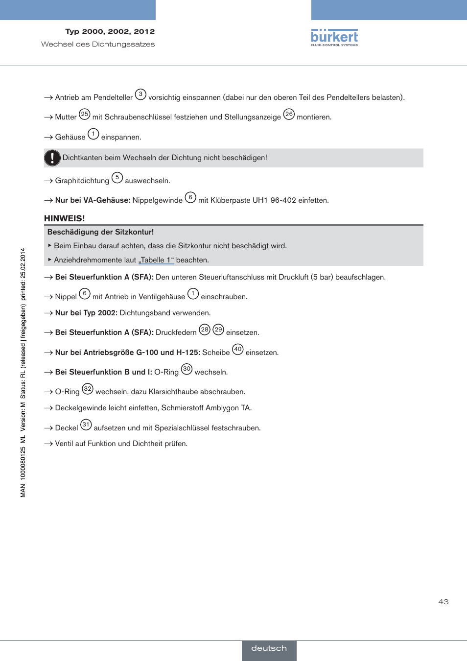 Burkert Type 2012 User Manual | Page 43 / 88
