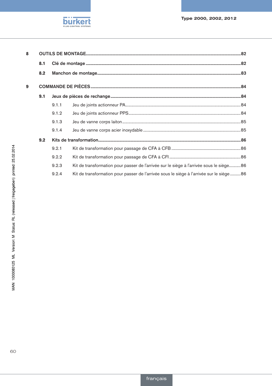 Burkert Type 2012 User Manual | Page 60 / 88